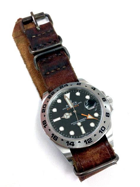 rolex explorer ii on a leather band|rolex explorer 2 rubber straps.